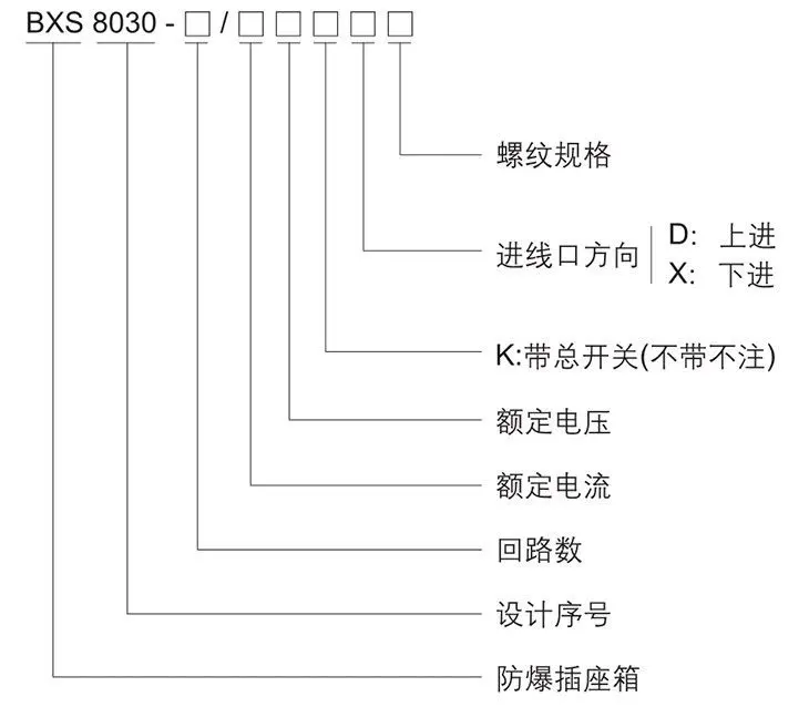 BXS8030系列防爆防腐插座箱型號(hào)含義