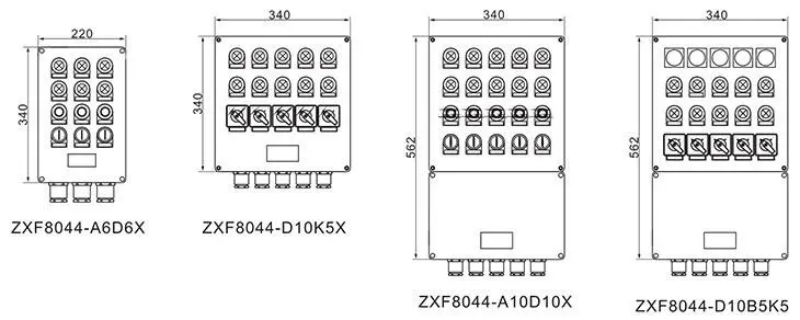 ZXF8044系列防爆防腐控制箱外形及安裝尺寸