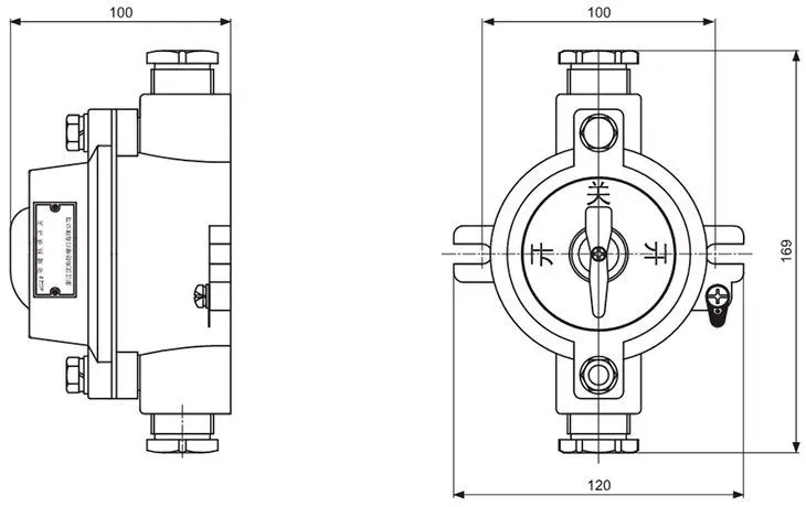 SW-10系列防爆照明開關(guān)外形及安裝尺寸