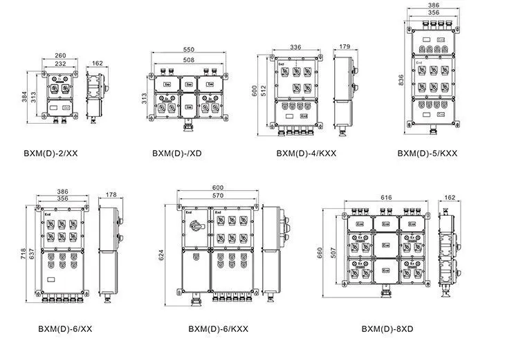 BXM（D）系列防爆照明（動力）配電箱外形及安裝尺寸